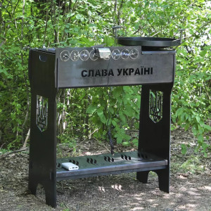 Мангальний комплекс: Мангал з автоматичною шашличницею + 8 шампурів + Сковорода 40 см з кришкою