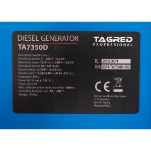 Дизельний генератор TAGRED TA7350D. Photo 3
