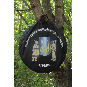 Чохол для сковороди з диска борони з малюнками та написами. Photo 3